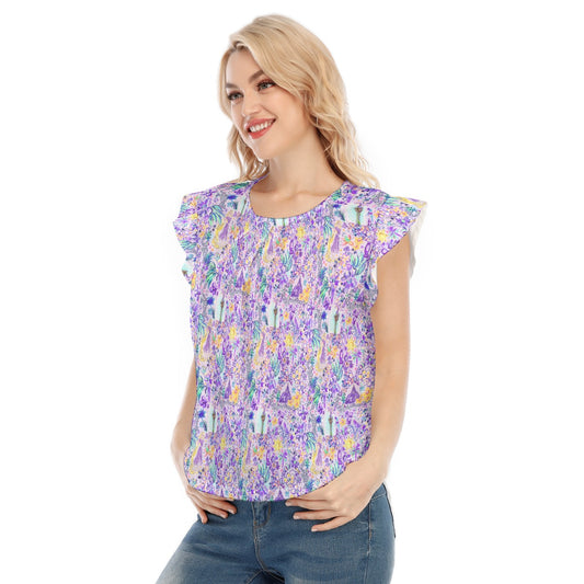 Bright Tropical Princess - Tower Light Festival - Women’s Flutter Sleeve Top