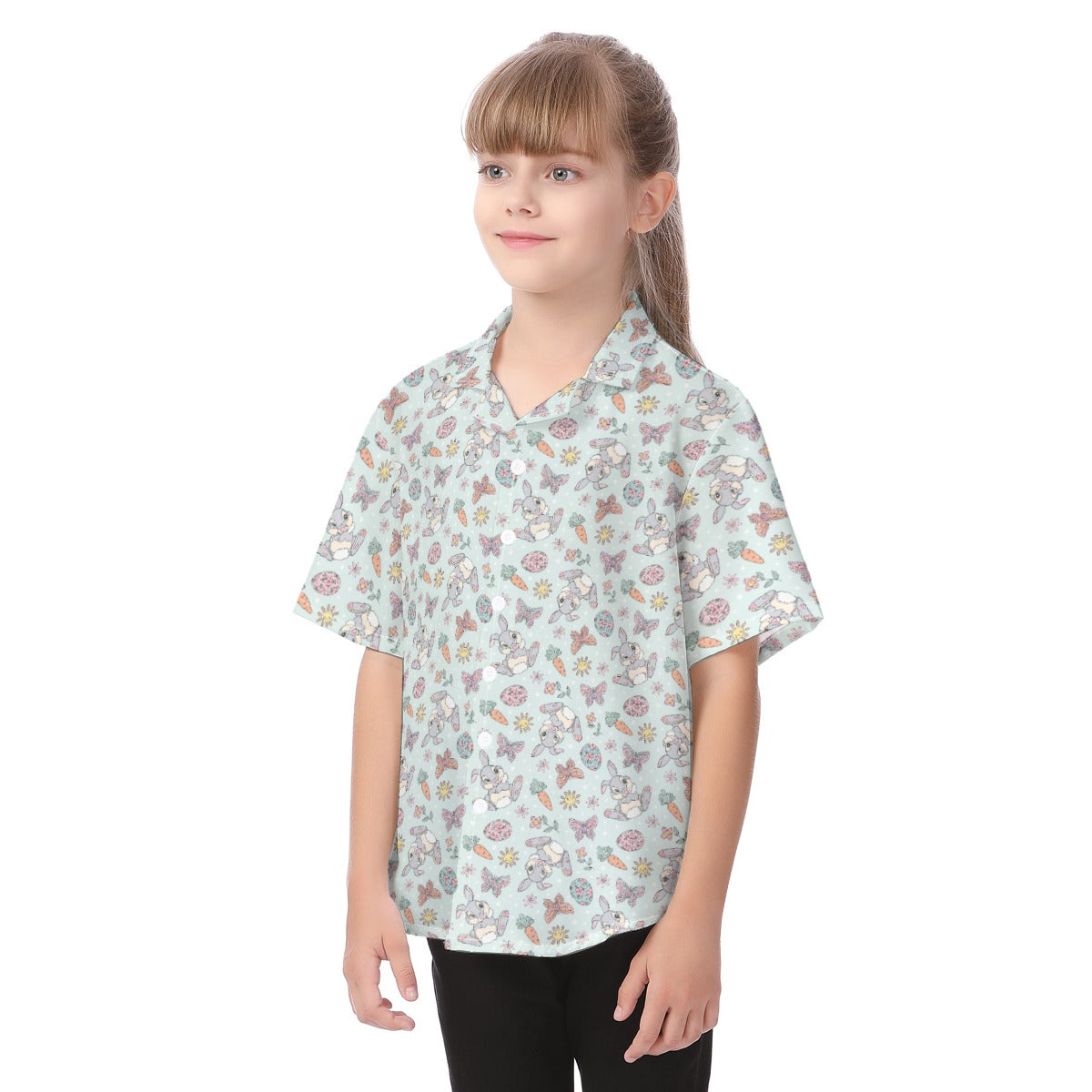 Springtime Bunny Cheer - Kid's Hawaiian Button Up Shirt
