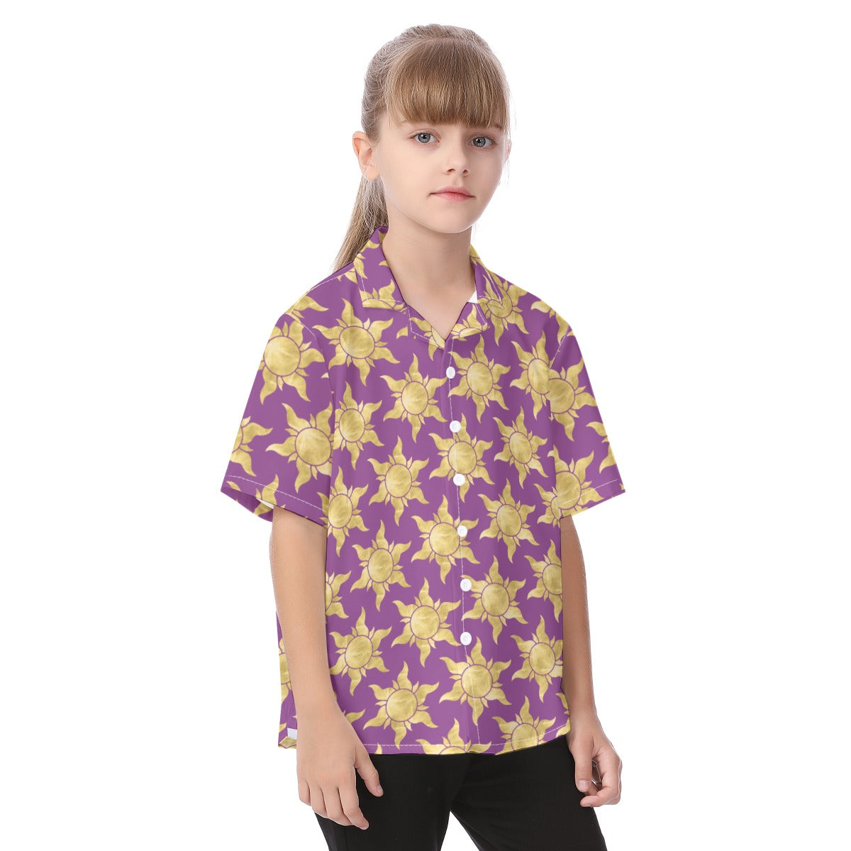 Golden Sun Symbols - Kid's Hawaiian Button Up Shirt