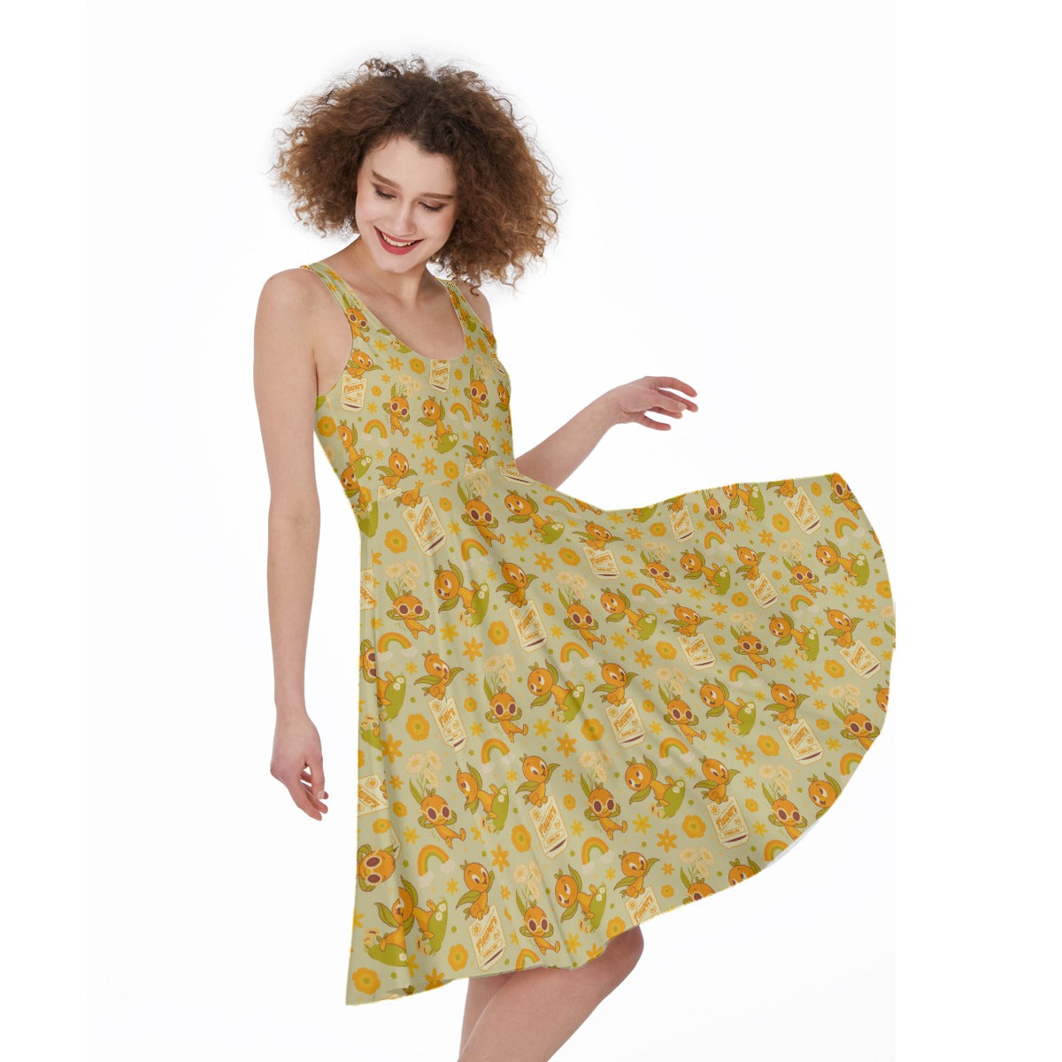 yellow midi skater dress Vintage Citrus Garden 18&nbsp1/2&nbspX&nbsp35 friendly to your girl Carmen Maxi Dress Color:OLIVE-MULTI