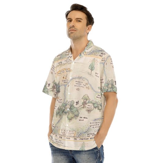 Hundred Acre Map - Men's Hawaiian Button Up Shirt