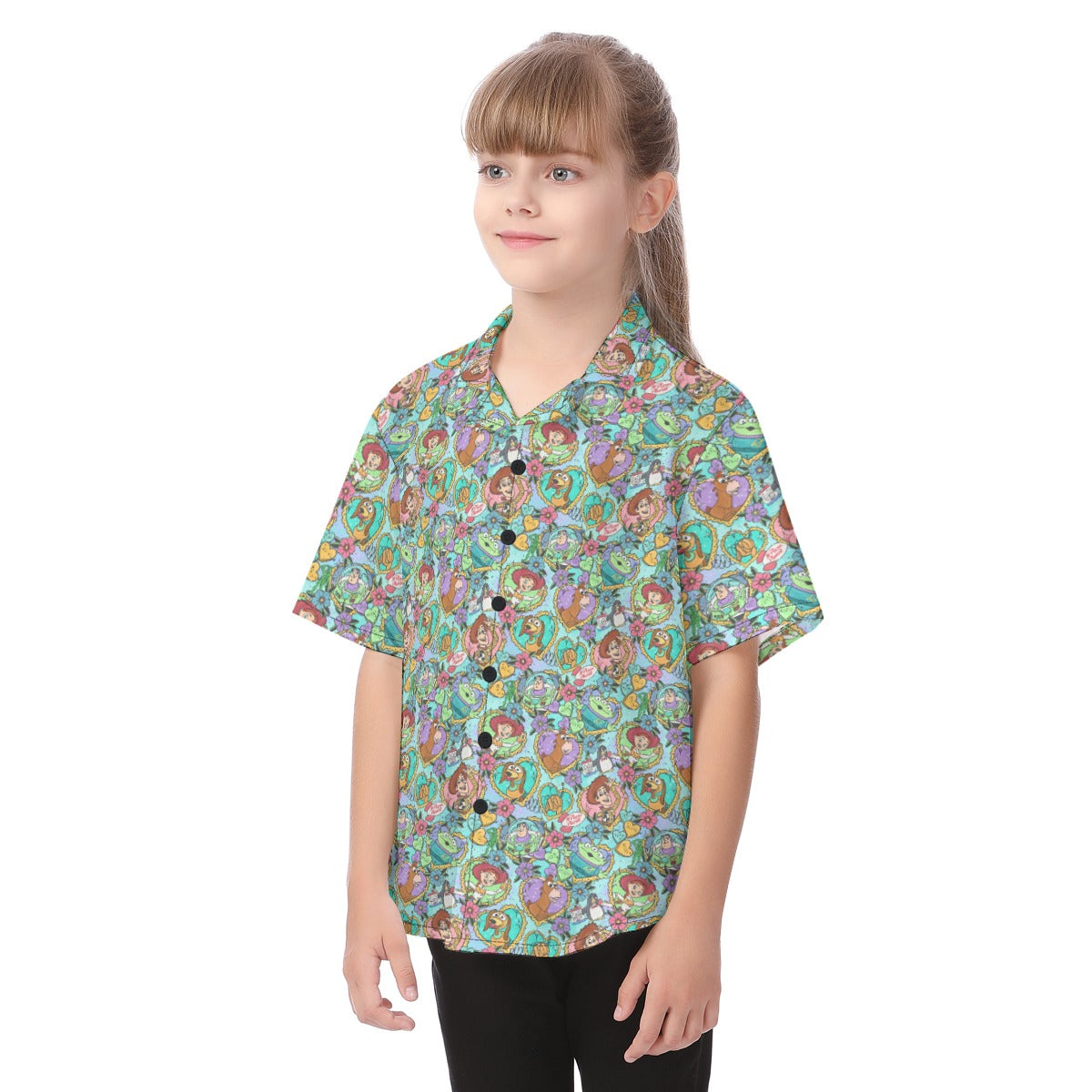 Tattoo Hearts Space Cowboys & Friends - Kid's Hawaiian Button Up Shirt