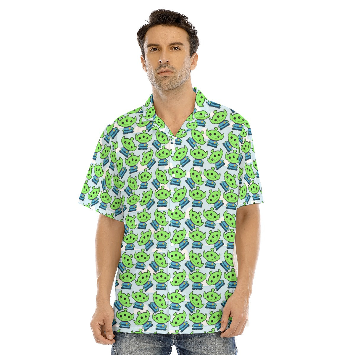 Little Green Space Aliens - Men's Hawaiian Button Up Shirt