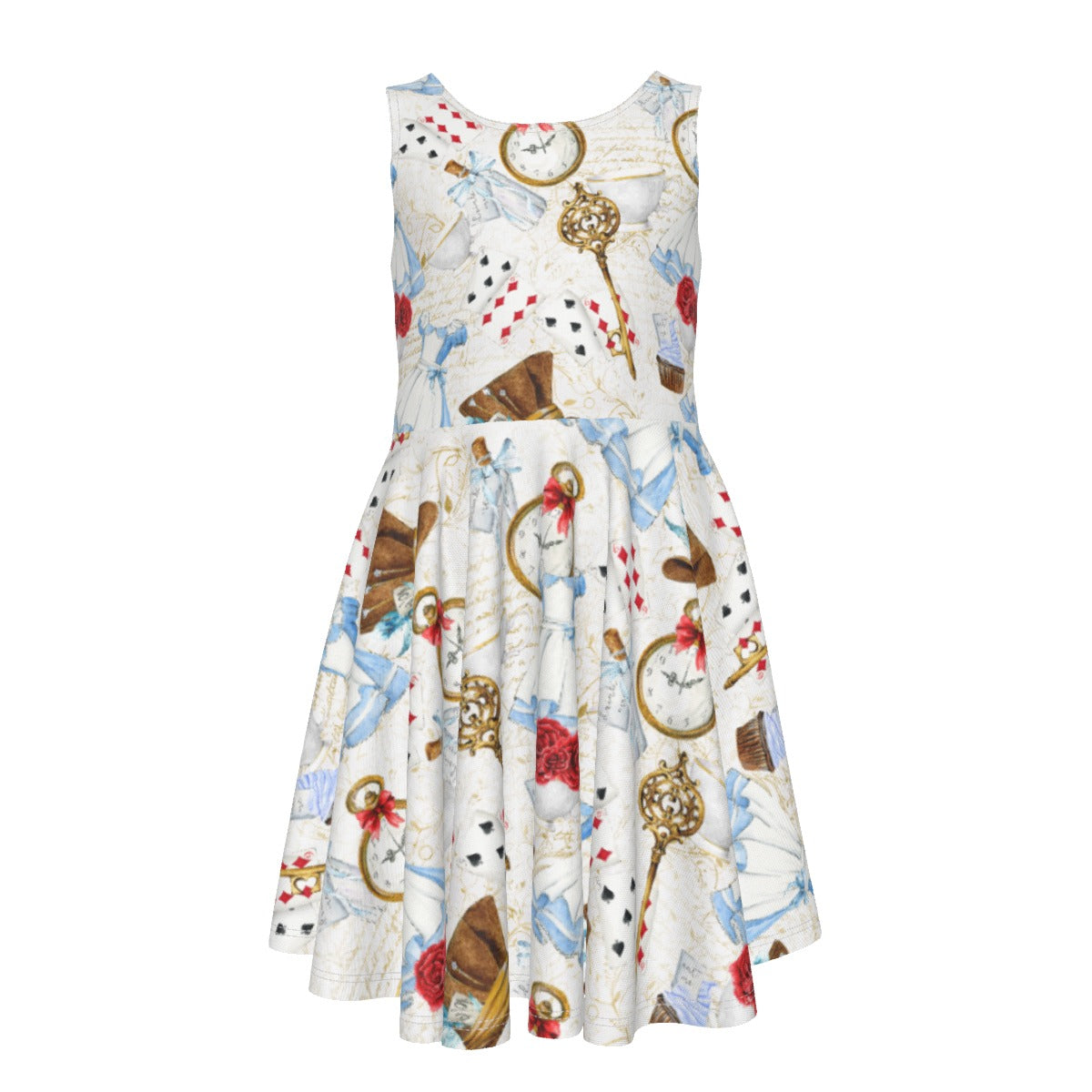 Curious Wonderland Icons- Kid's Sleeveless Skater Dress