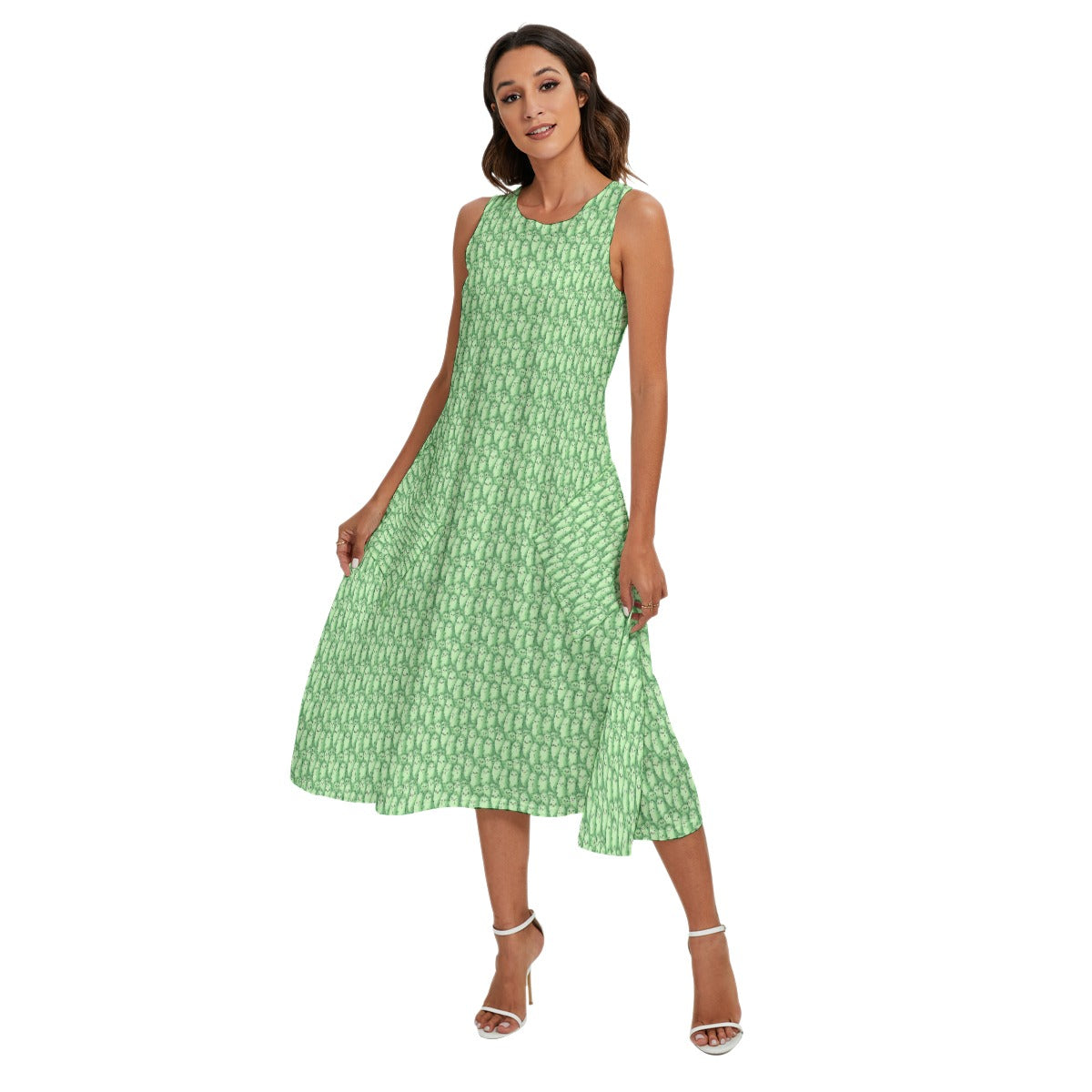 Kawaii Pickle Party - Women’s Diagonal Pocket Midi Dress