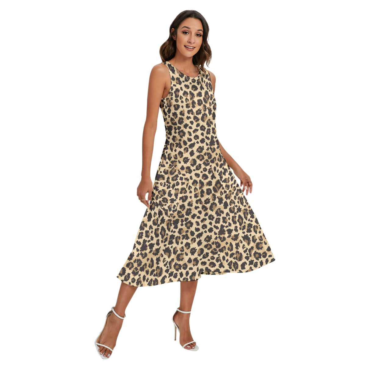 Animal Print - Cheetah - Women’s Diagonal Pocket Midi Dress