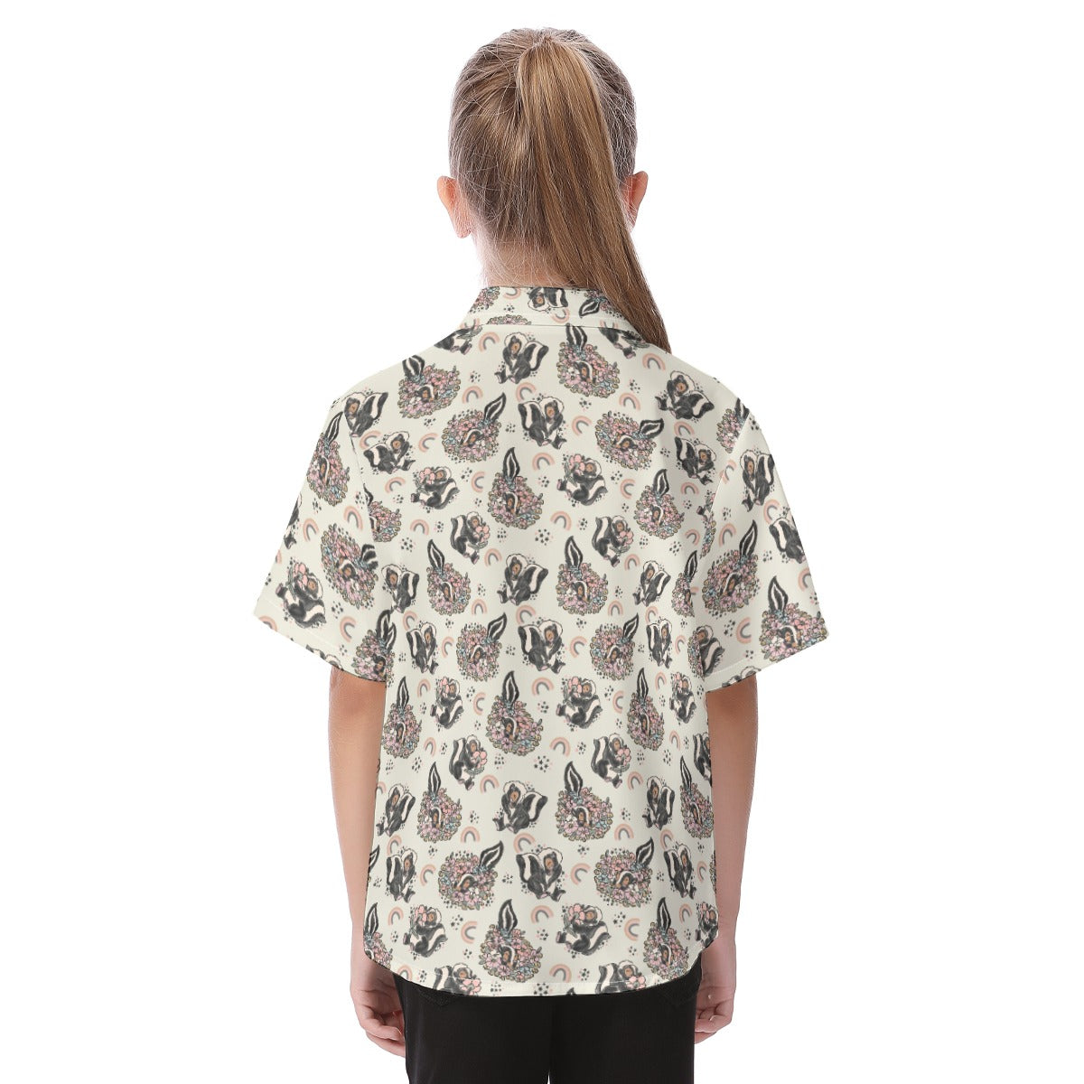 Bashful Blooming Skunk - Kid's Hawaiian Button Up Shirt