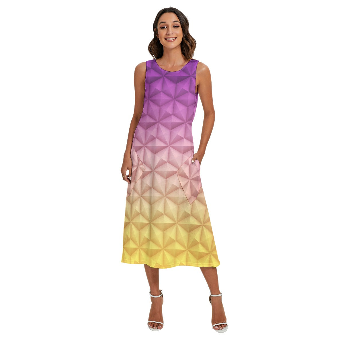 Geometric Spaceship Sphere - Women’s Diagonal Pocket Midi Dress