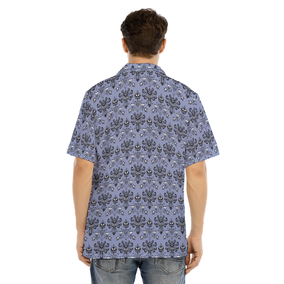 Spooky Mansion Wallpaper- Men's Hawaiian Button Up Shirt