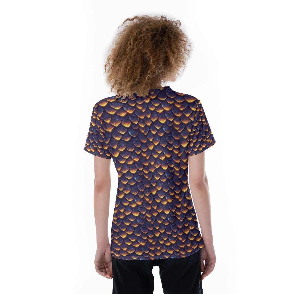 Animal Print - Dragon - Women's Short Sleeve V-Neck T-Shirt