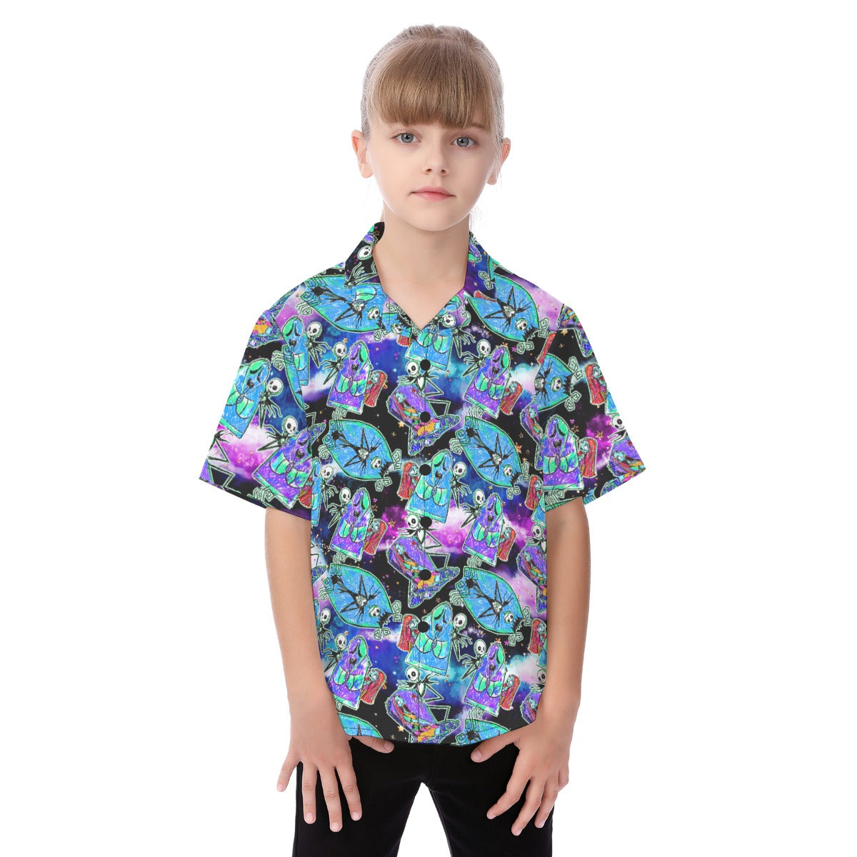 Haunting Romance Sketchched - Kid's Hawaiian Button Up Shirt