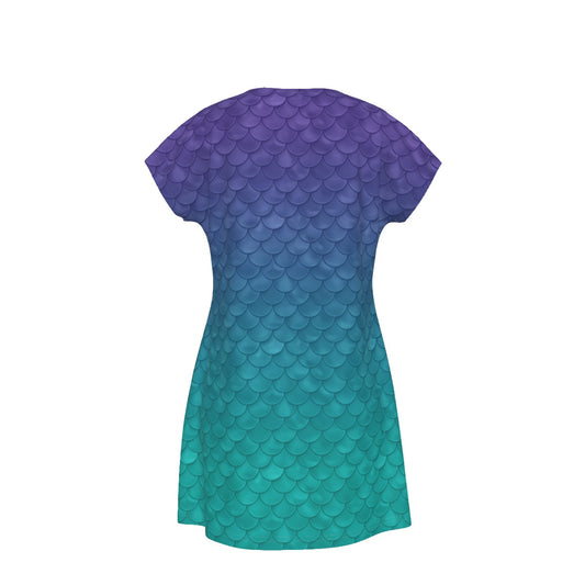 Dreamy Mermaid Scales - Women's T-Shirt Dress