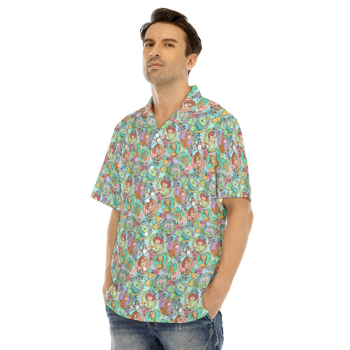Tattoo Hearts Space Cowboys & Friends - Men's Hawaiian Button Up Shirt