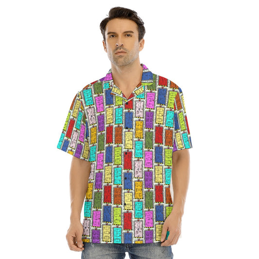 Sketchy Scare Doors - Men's Hawaiian Button Up Shirt