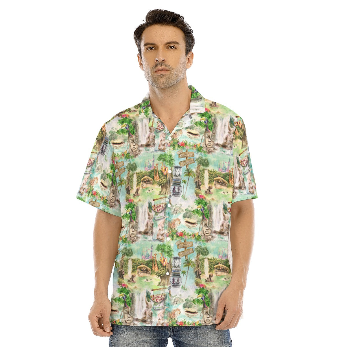 Jungle River Cruise - Men's Hawaiian Button Up Shirt