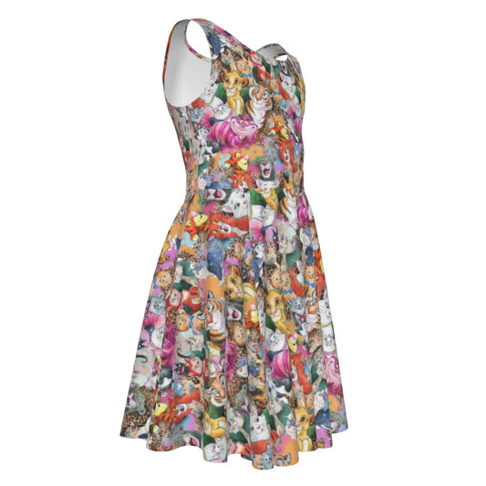 Whimsical Storybook Cats- Kid's Sleeveless Skater Dress