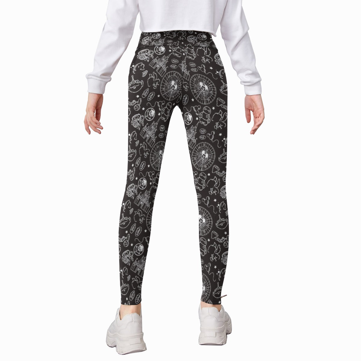 Monochrome Theme Park Icons - Kid's Leggings