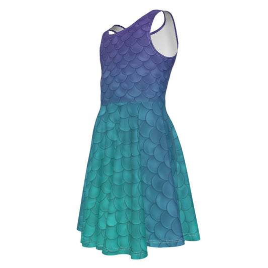 Dreamy Mermaid Scales- Kid's Sleeveless Skater Dress