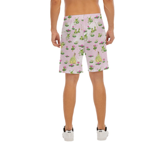 Watercolor Bayou Princess & Frog - Men’s Pocket Beach Shorts