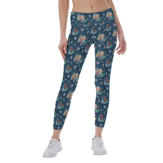 Whimsical Sea King and Crab - Women's Yoga Leggings
