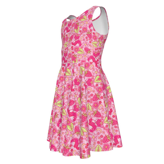Fruitimals - Raspberry Foxes - Kid's Sleeveless Skater Dress