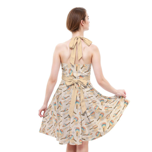 Retro Pickleball Volley - Women's Halter Vintage Pocket Dress