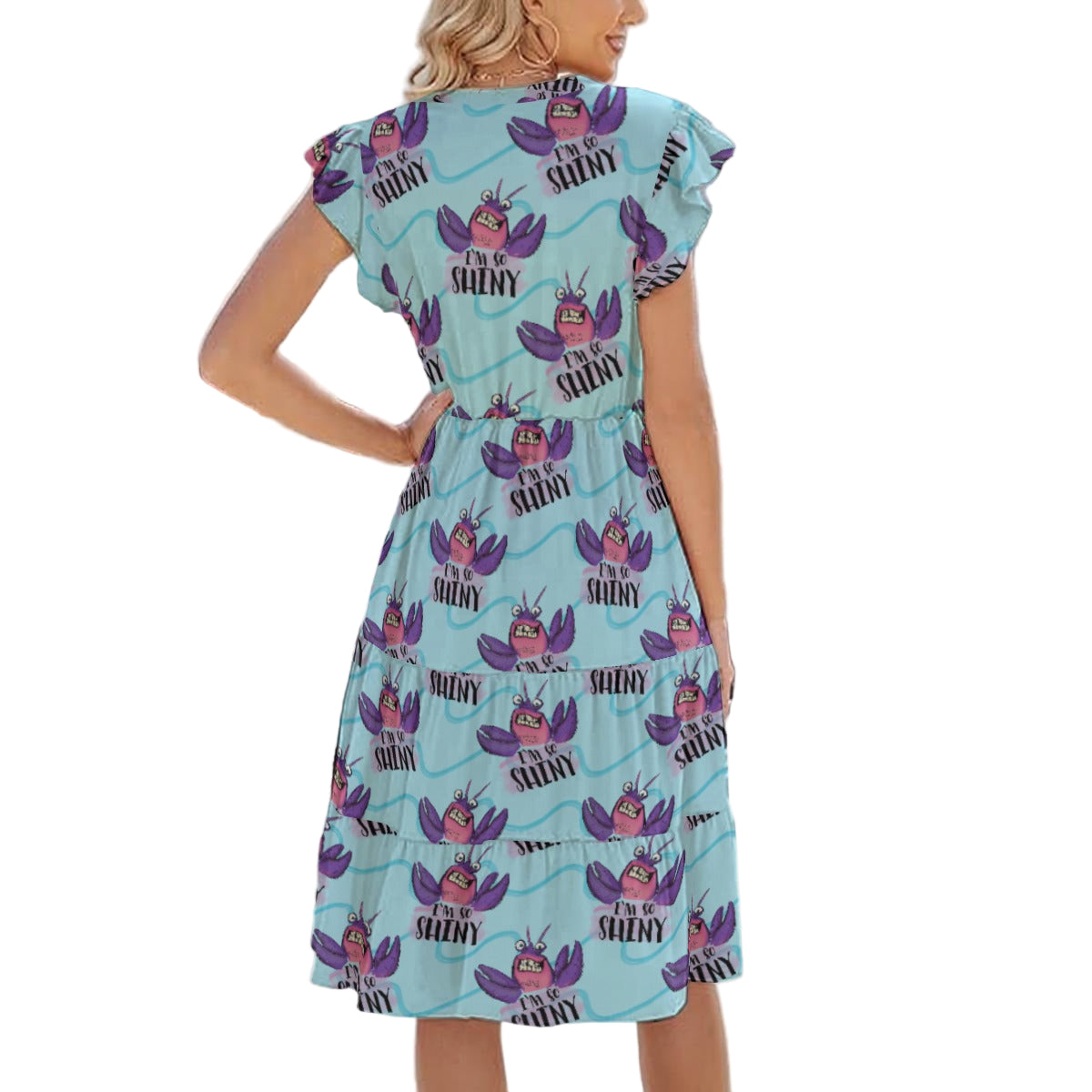 Shiny Deep-Sea Villain - Women's Tiered Pocket Midi Dress