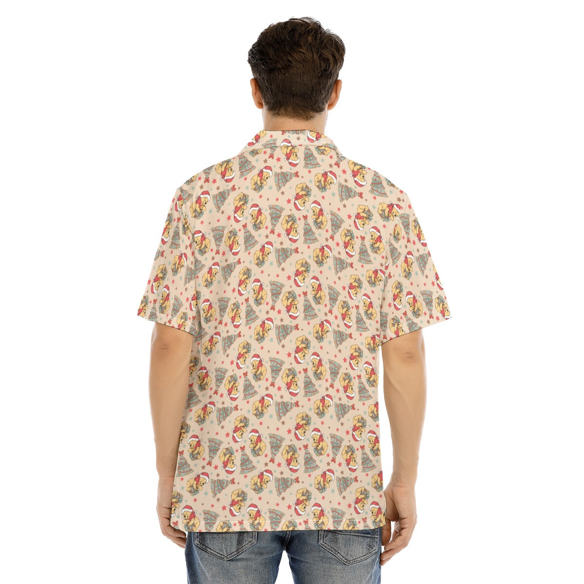 Cozy Bear Holiday Cheer - Men's Hawaiian Button Up Shirt