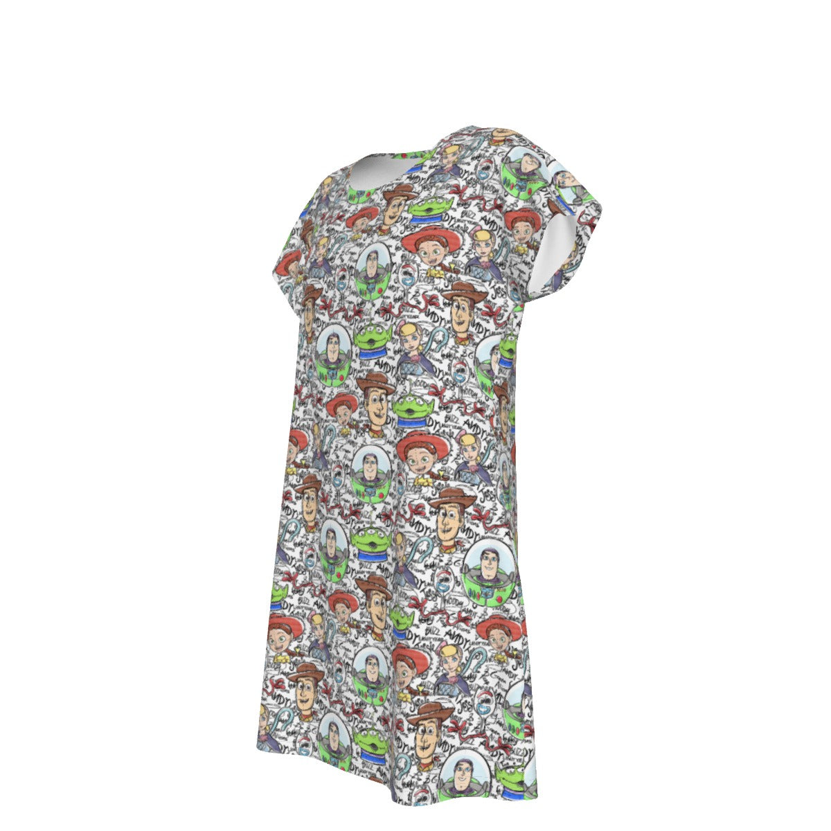 Sketch Autographs of Animated Toy Friends - Women's T-Shirt Dress