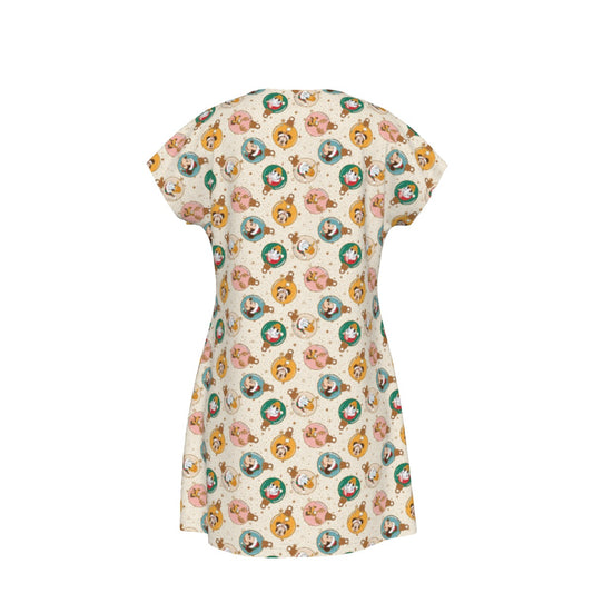 Golden Holiday Baubles - Women's T-Shirt Dress