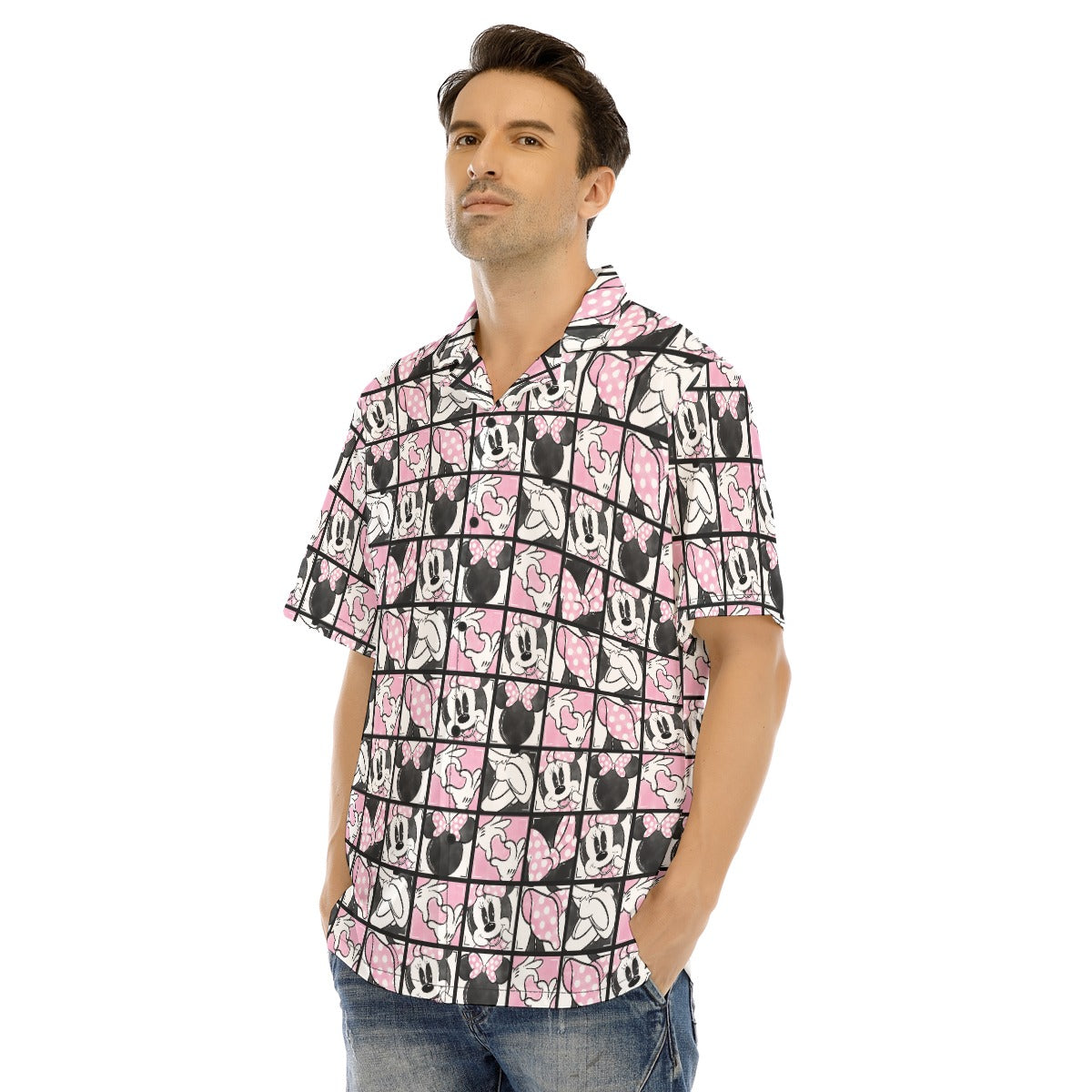 Mouse Bow Block Party - Men's Hawaiian Button Up Shirt