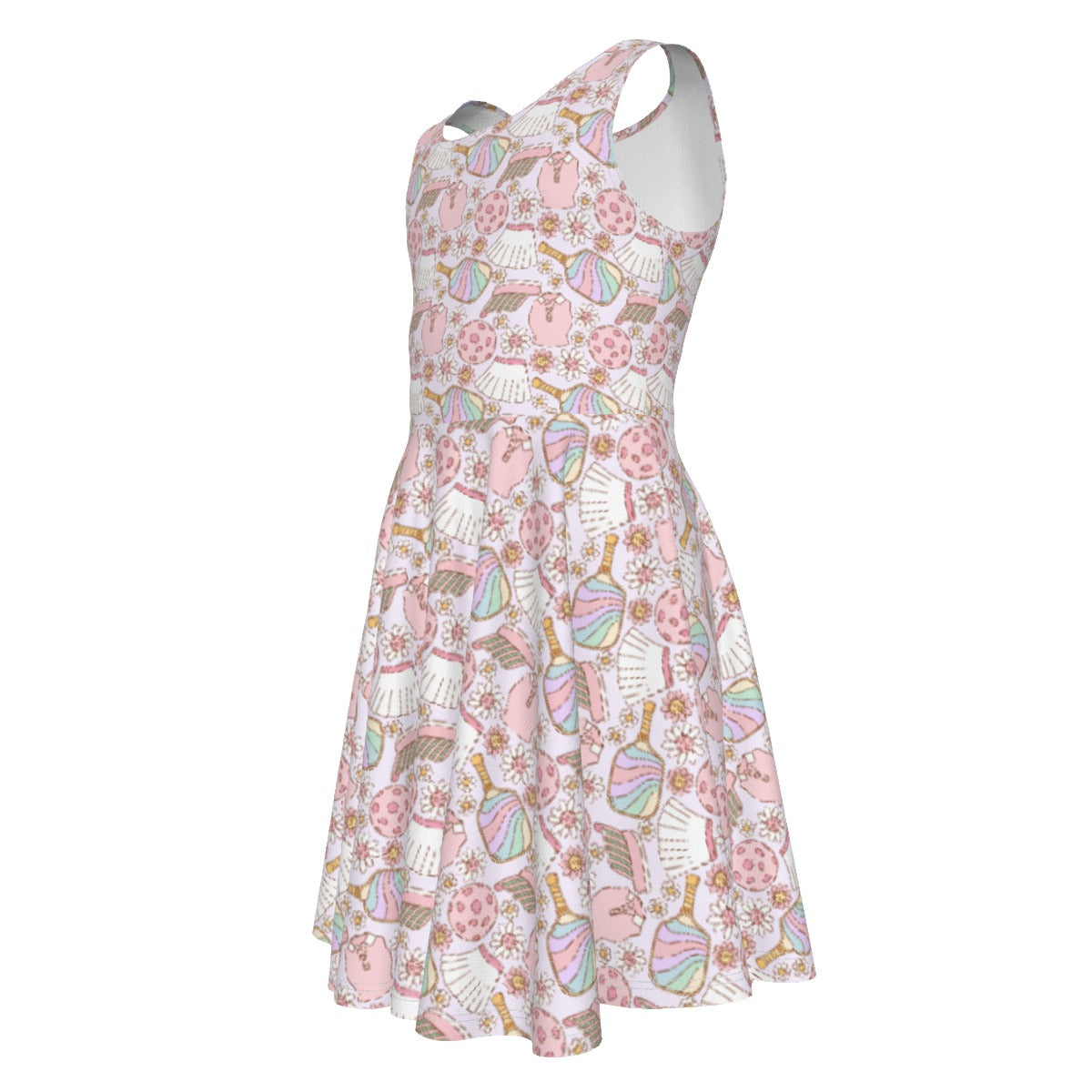 Rainbow Pickleball - Kid's Sleeveless Skater Dress