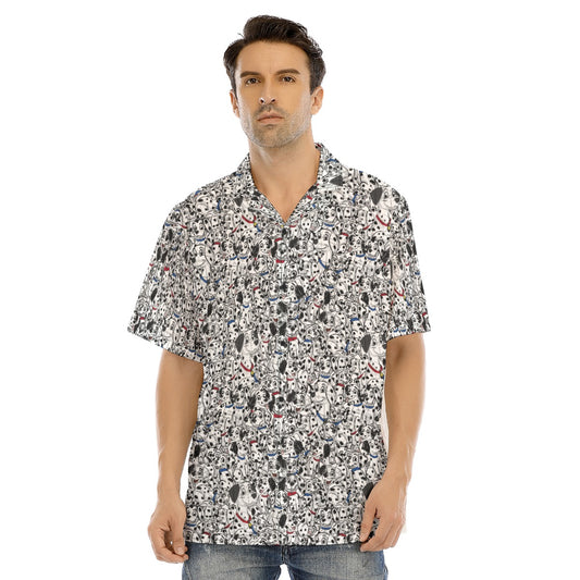 Sketchy Spotted Puppies - Men's Hawaiian Button Up Shirt