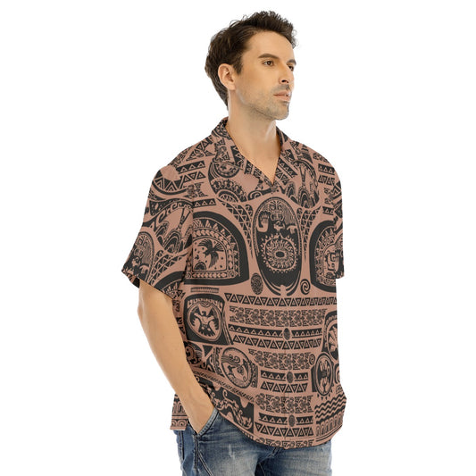 Polynesian Tattoo Motifs - Men's Hawaiian Button Up Shirt