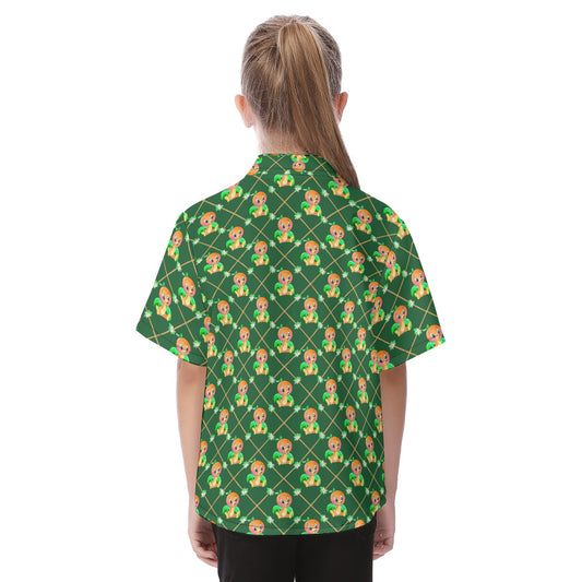 Geometric Citrus Delight - Kid's Hawaiian Button Up Shirt