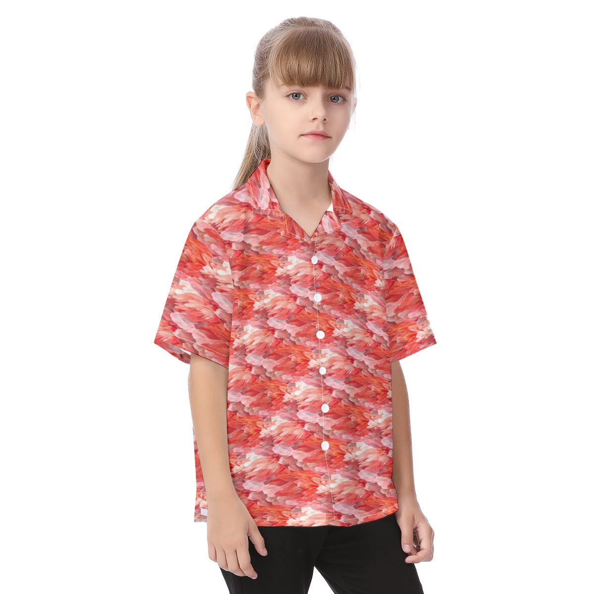 Animal Print - Flamingo - Kid's Hawaiian Button Up Shirt