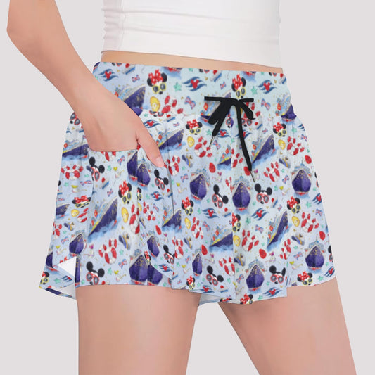 DCL Cruise Style Adventure - Girls’ Flowy Pocket Shorts