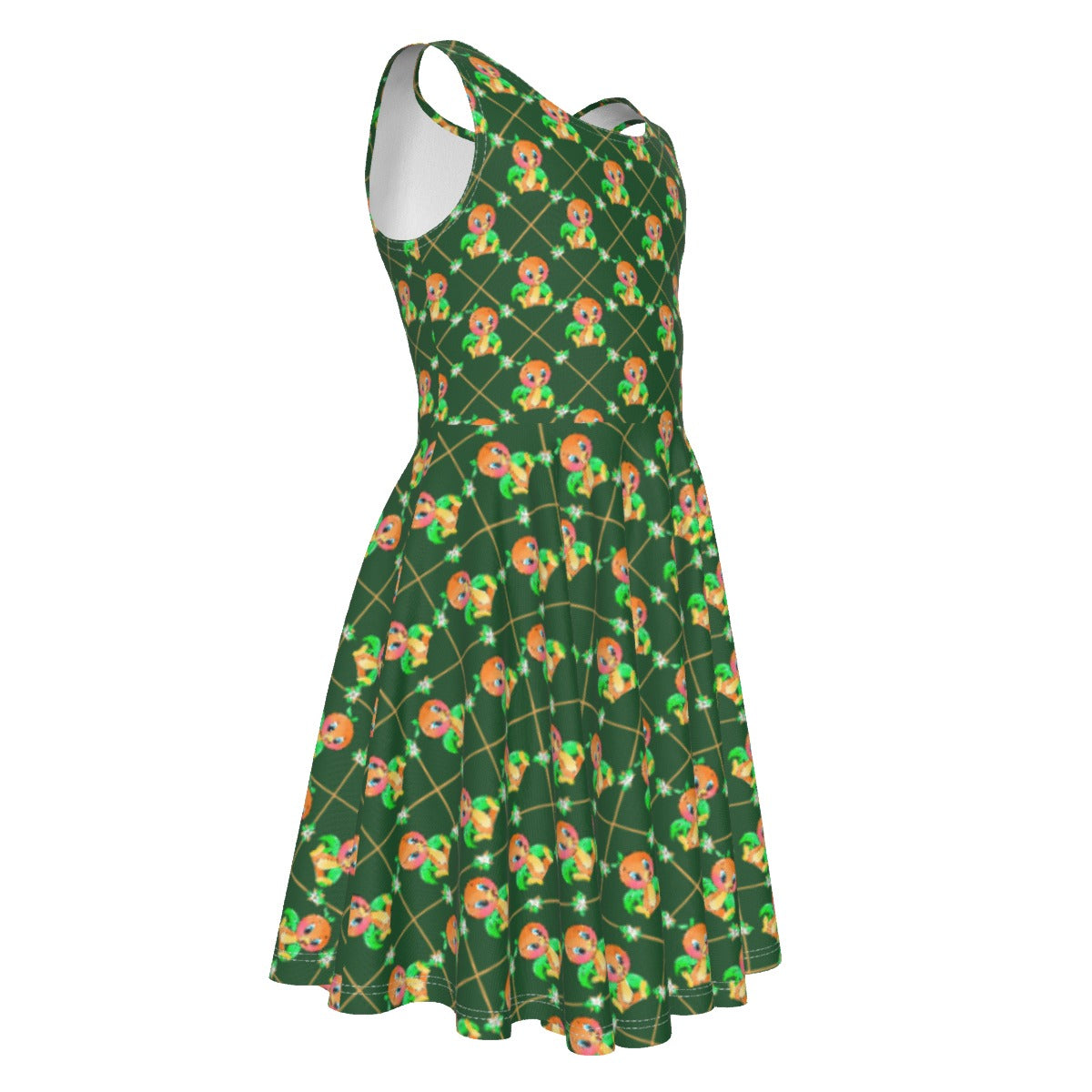 Geometric Citrus Delight - Kid's Sleeveless Skater Dress