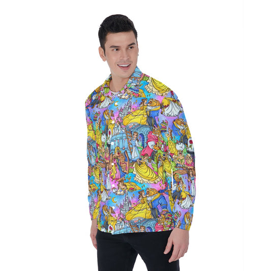 Enchanted Tale Storybook Scenes - Men's Long Sleeve Button Up Shirt