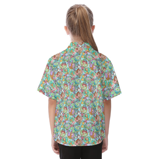 Tattoo Hearts Space Cowboys & Friends - Kid's Hawaiian Button Up Shirt