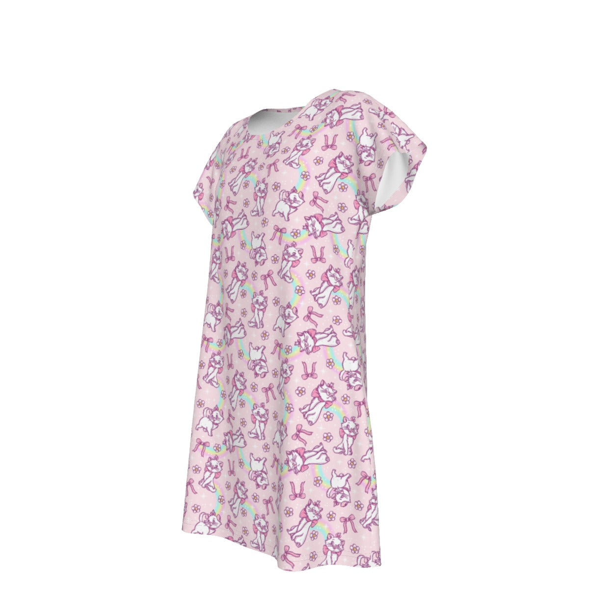 Rainbow Bow Kitty - Women's T-Shirt Dress