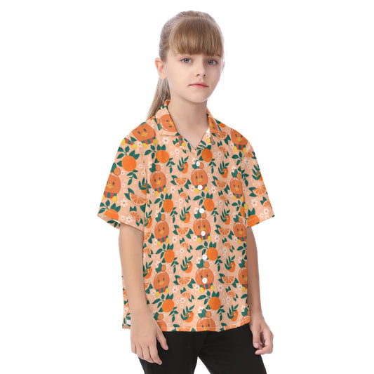 Juicy Citrus Friend - Kid's Hawaiian Button Up Shirt