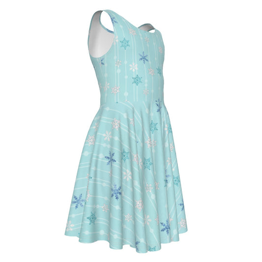 Ice Queen Snowflake Pattern- Kid's Sleeveless Skater Dress