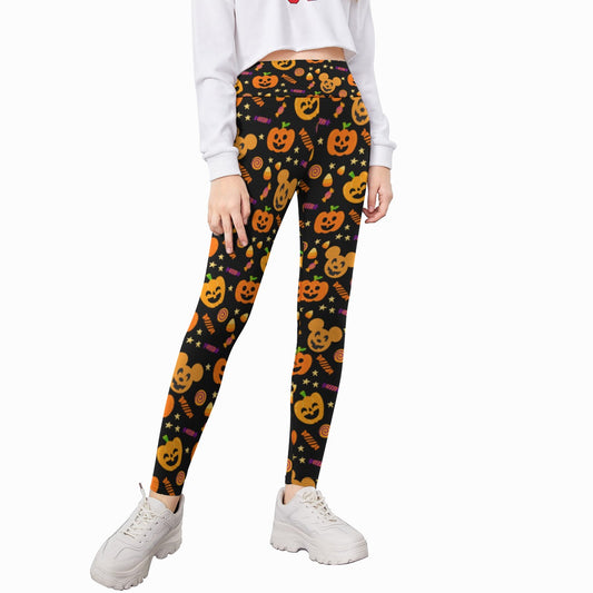 Cheerful Pumpkin Mouse Halloween - Kid's Leggings