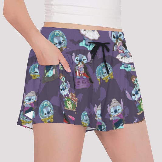 Haunted Alien Portraits - Girls’ Flowy Pocket Shorts