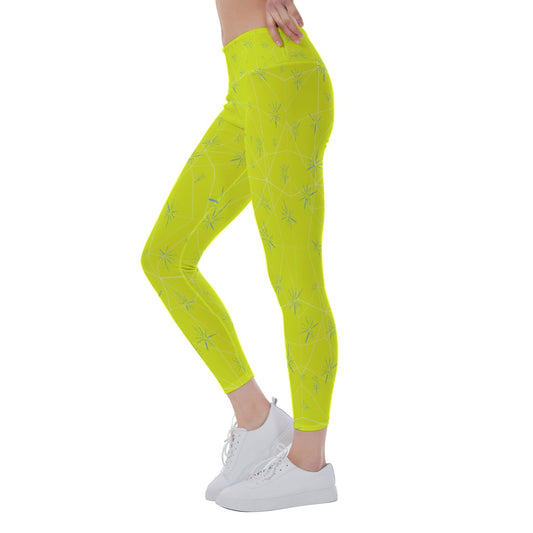 Joyful Blue & Yellow Florals - Women's Yoga Leggings