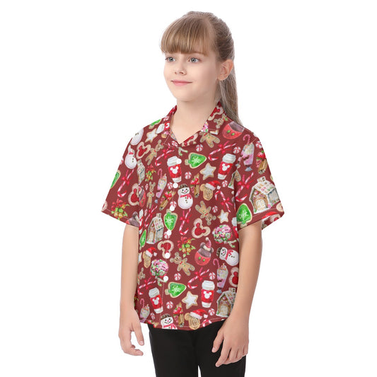 Christmas Snack Goals - Kid's Hawaiian Button Up Shirt