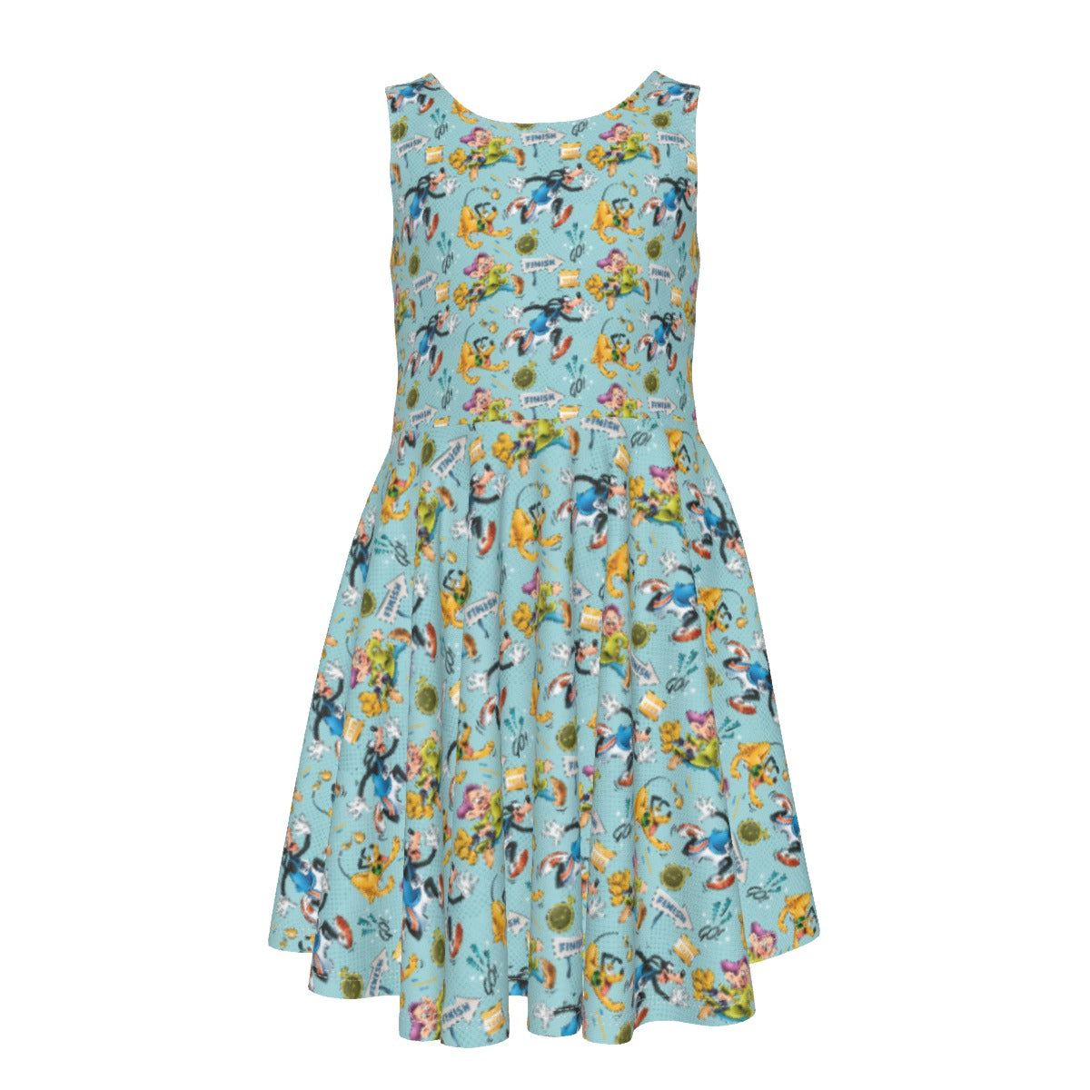 Cheerful Race Day Dashers - Kid's Sleeveless Skater Dress