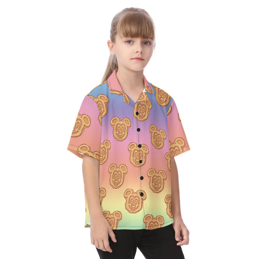 Rainbow Mouse Waffles - Kid's Hawaiian Button Up Shirt