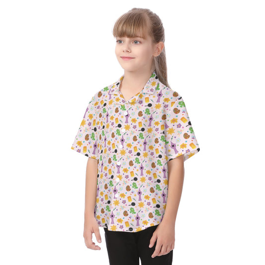 Long Hair Princess Icons - Kid's Hawaiian Button Up Shirt